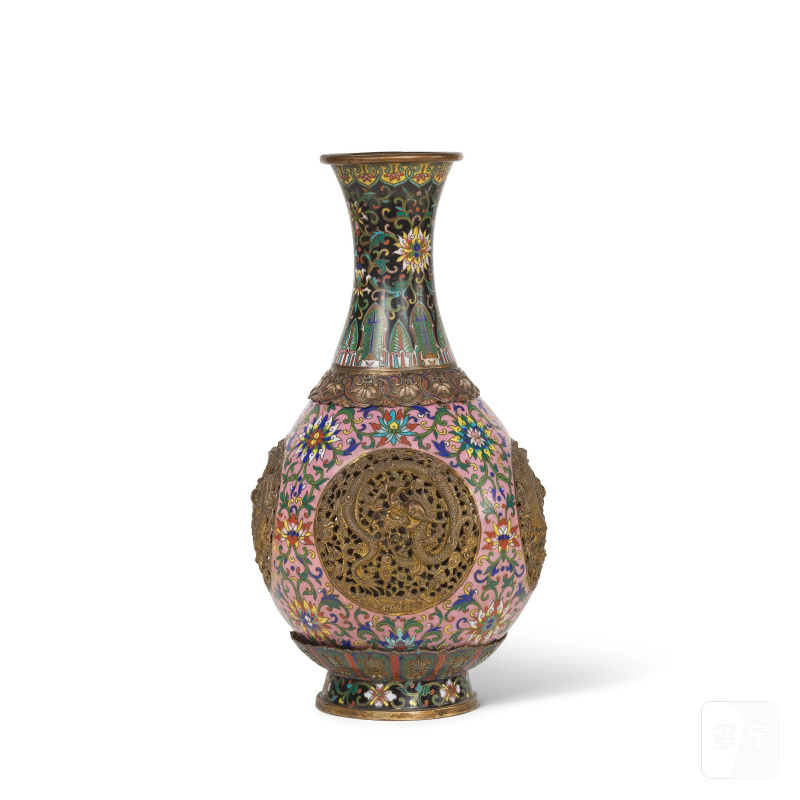 清晚期 掐絲斬胎琺瑯轉心瓶 | VASE À CŒUR TOURNANT EN ÉMAUX CLOISONNÉS ET CHAMPLEVÉS - 图6